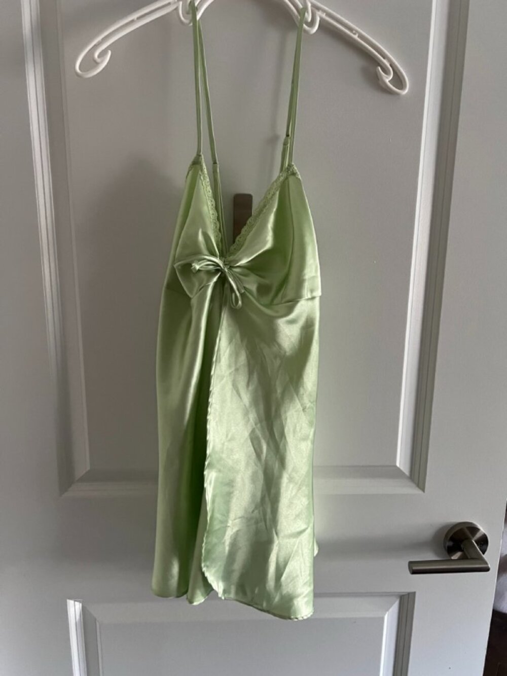 Green Lingerie Top, Split Hem, Size Small